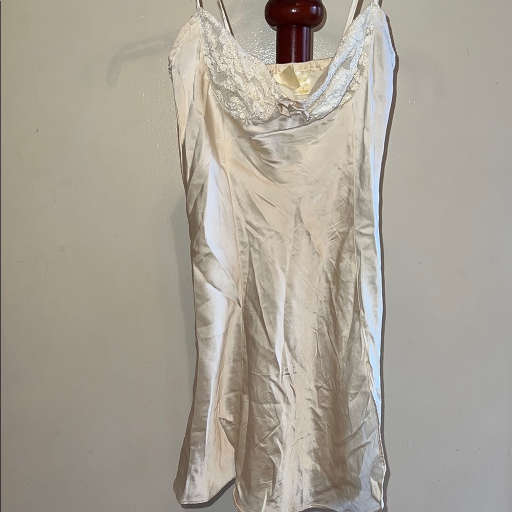 Elegant Cream Lace-Trimmed Nightgown